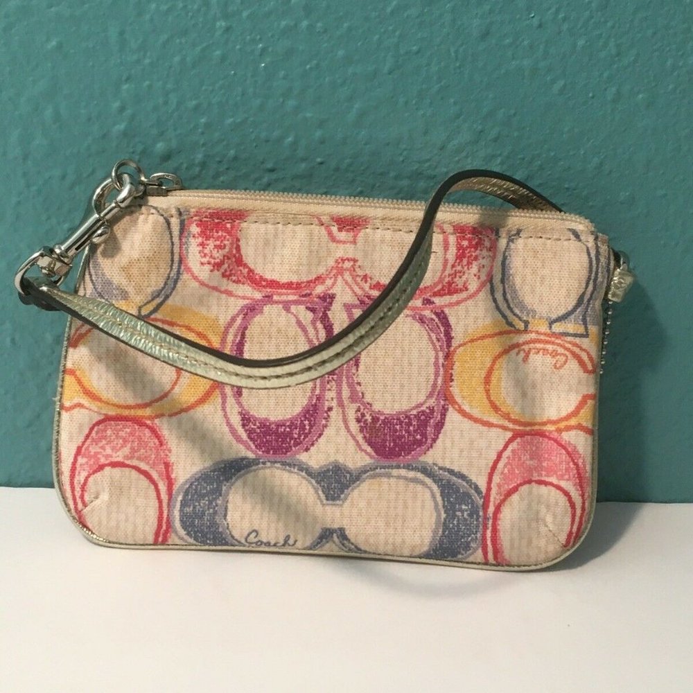 🎭 Coach F40422 Hampton Signature Scribble Wristlet Wallet Clutch Pouch - Picture 5 of 9